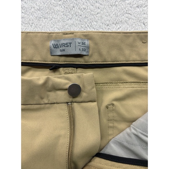 VRST Men's Slim Fit Performance Pants W35 L32 Tan Stretch Golf Athleisure - Picture 5 of 5